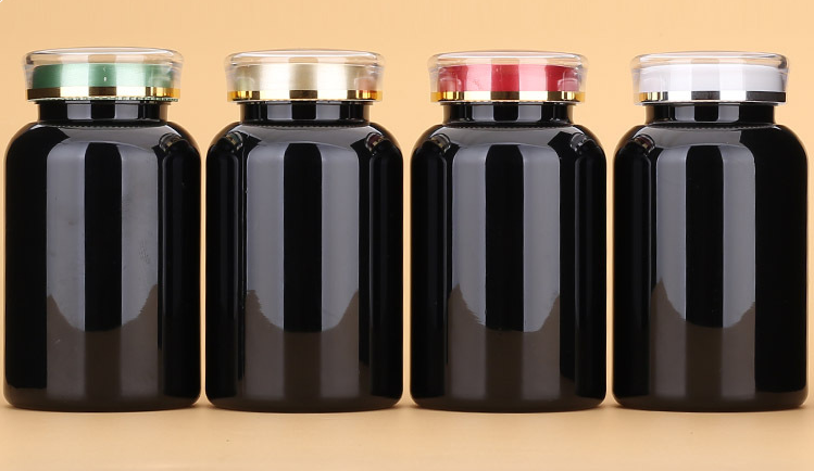 High-grade light-proof black capsule bottle 250cc Cordyceps Maca large capacity packaging sample bottle empty bottle