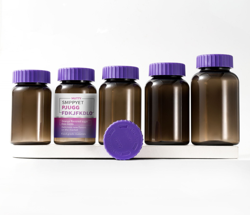 175-300ml black capsule bottle gear pressure screw cap food grade bottle health care product bottle