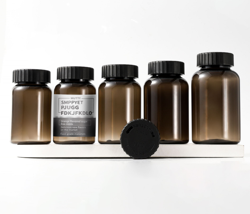 175-300ml black capsule bottle gear pressure screw cap food grade bottle health care product bottle