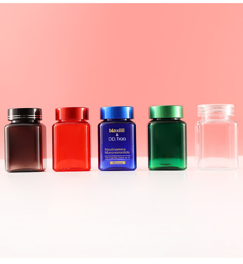 90ml square plastic bottle PET transparent square bottle with cover sample bottle capsule powder sub-bottle 90 ml
