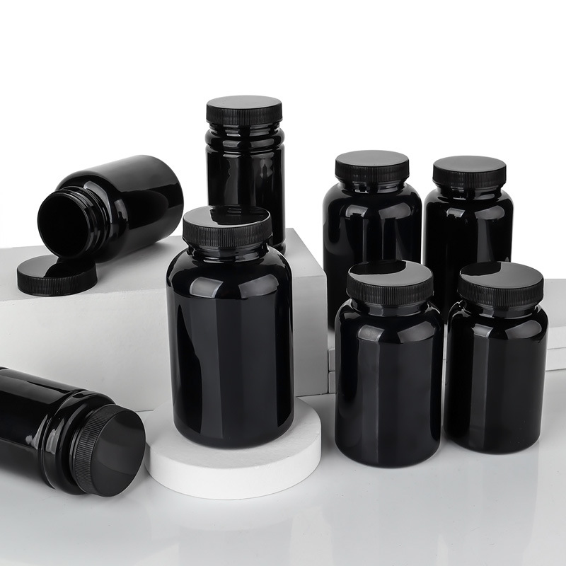Black capsule bottle, pet bottle, solid medicine bottle, health care product bottle, plastic bottle, sample bottle, empty medicine bottle 8 models