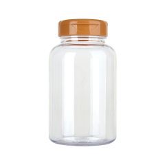 PET 250ML plastic transparent packaging solid plastic bottle large empty bottle medicine bottle capsule tablet flip cover