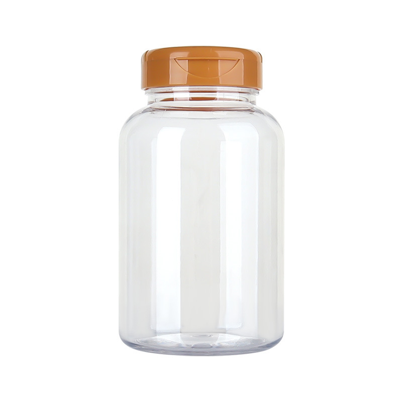 PET 250ML plastic transparent packaging solid plastic bottle large empty bottle medicine bottle capsule tablet flip cover