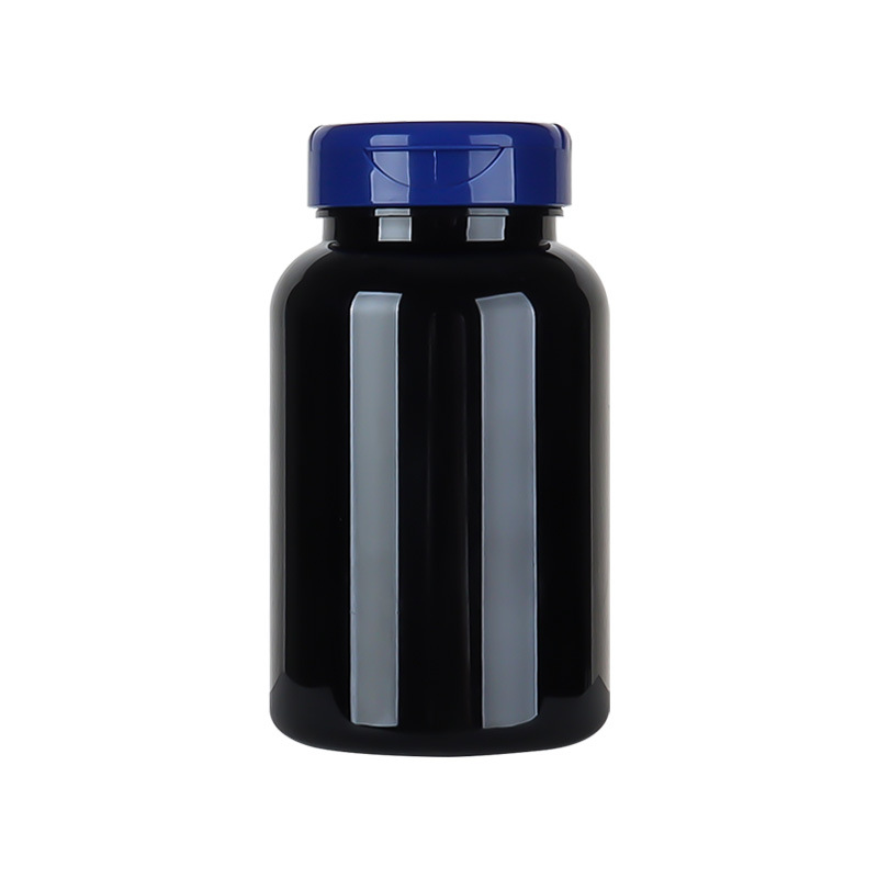 225ML black plastic health care product bottle, light-proof, large-capacity filling capsule bottle, cordyceps tablet bottle