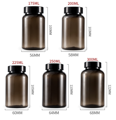 Health care product packaging bottle 175mlpet black bottle 200ml capsule tablet green light-proof food grade plastic bottle