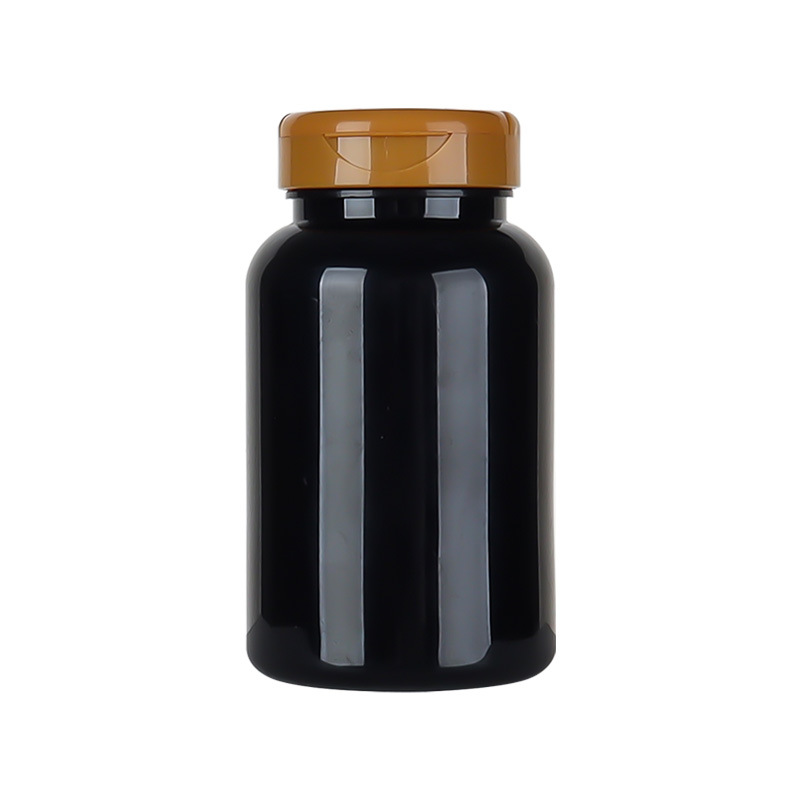 225ML black plastic health care product bottle, light-proof, large-capacity filling capsule bottle, cordyceps tablet bottle
