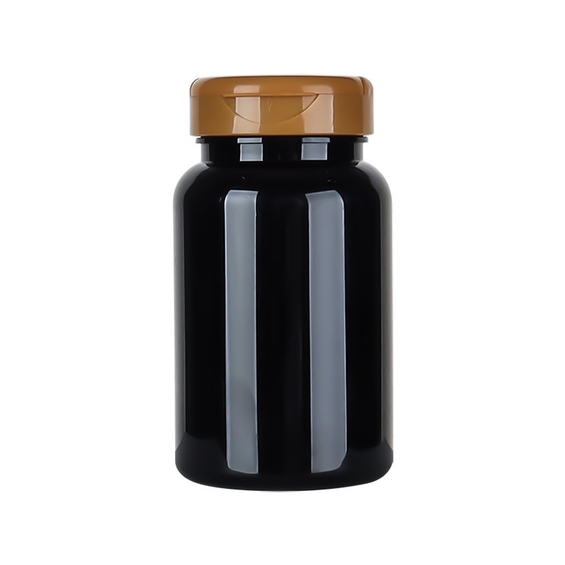 175ML black plastic bottle large capacity wide mouth PP flip cover capsule pill health care product bottle medicine packaging bottle