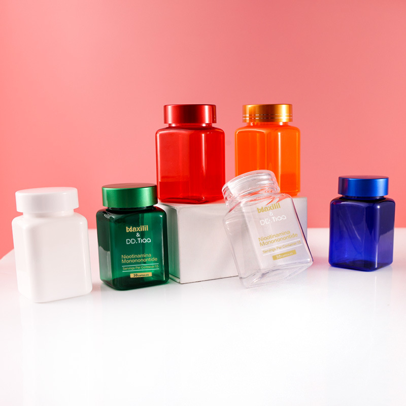 90ml square plastic bottle PET transparent square bottle with cover sample bottle capsule powder sub-bottle 90 ml