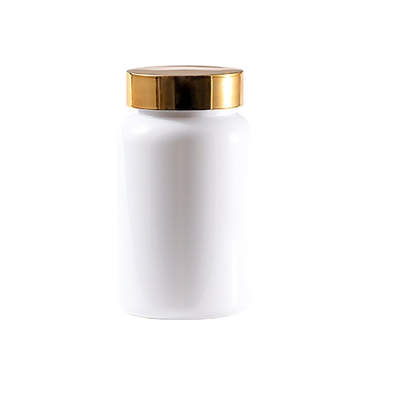 140-300ml plastic small bottle with lid empty bottle food grade PET bright gold cap capsule bottle white