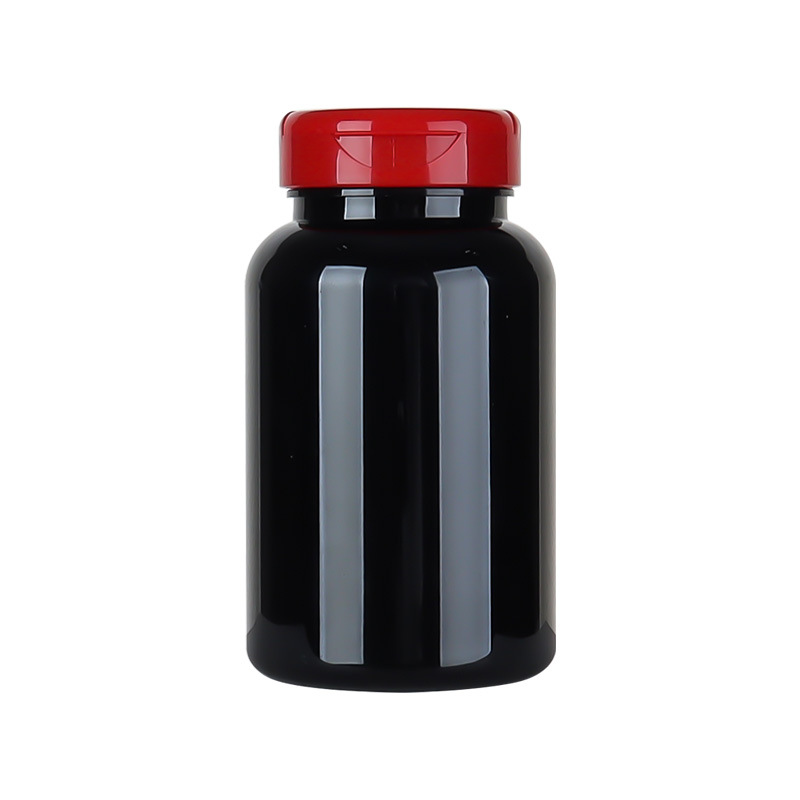 225ML black plastic health care product bottle, light-proof, large-capacity filling capsule bottle, cordyceps tablet bottle
