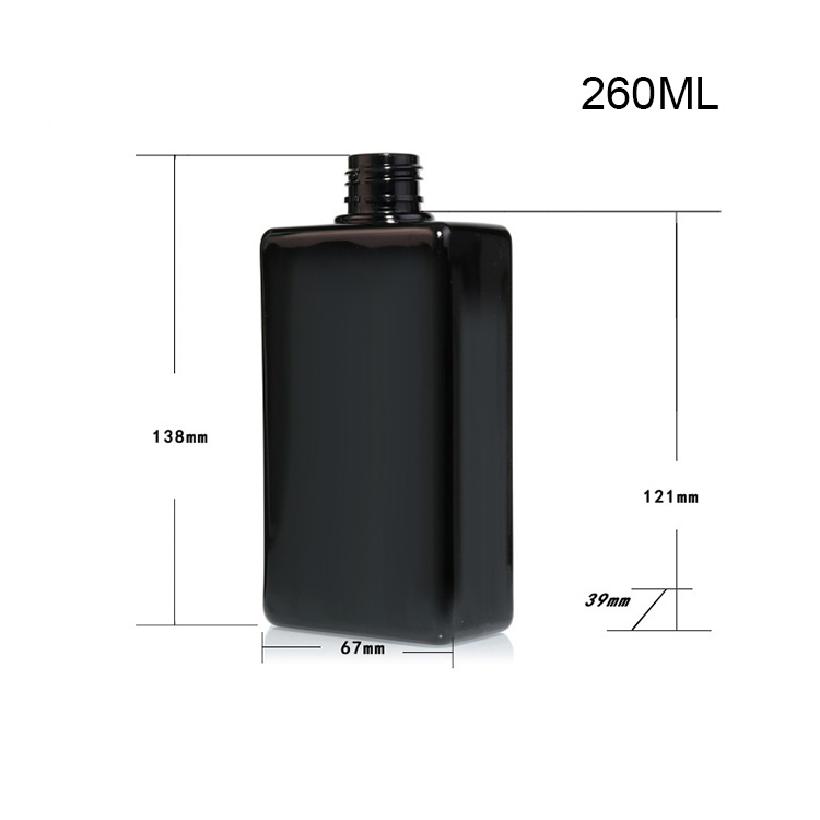260ml flat square body lotion bottle PET push pump lotion bottle body care bottle