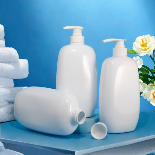 800ml shampoo bottle white PET plastic flat bottle pet shampoo shower gel bottle washing and care packaging bottle