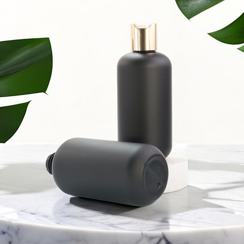 8oz black plush round shoulder bottle 236ml short fat cleaning bottle HDPE plush bottle