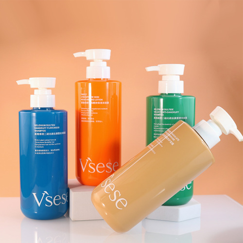 Flat shoulder round 750mlPET shampoo bottle 500ml cosmetic body lotion shower gel plastic bottle packaging material