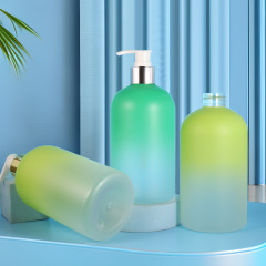 500ml oblique shoulder cylindrical PET bottle spray oil gradient color washing and care packaging bottle press pump head lotion bottle