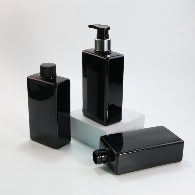 260ml flat square body lotion bottle PET push pump lotion bottle body care bottle