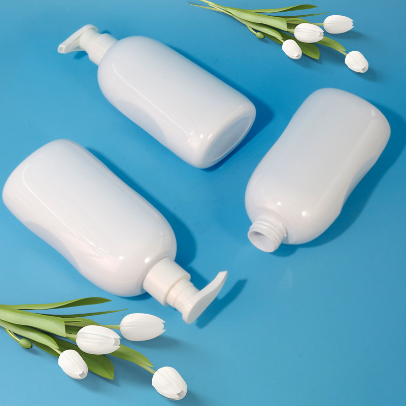 pet plastic bottle flat bottle 280ml white push pump head lotion bottle shampoo bottle