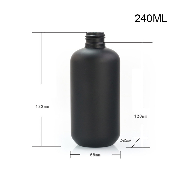 8oz black plush round shoulder bottle 236ml short fat cleaning bottle HDPE plush bottle