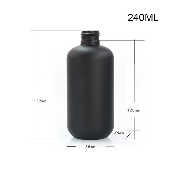 8oz black plush round shoulder bottle 236ml short fat cleaning bottle HDPE plush bottle