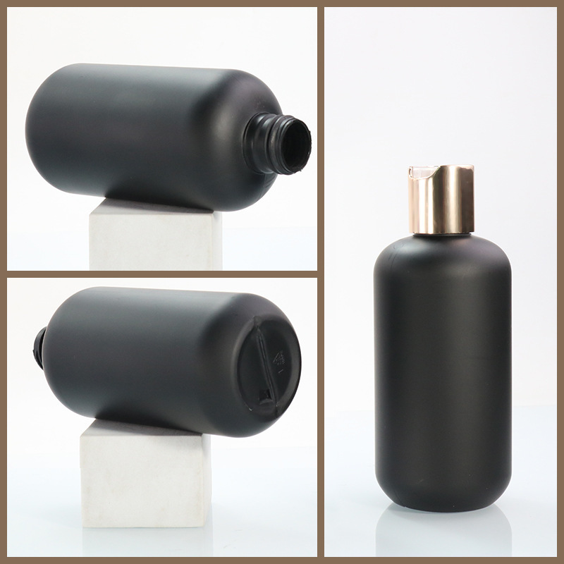 8oz black plush round shoulder bottle 236ml short fat cleaning bottle HDPE plush bottle