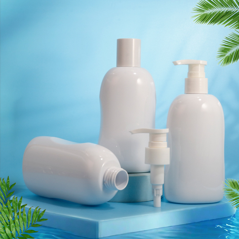 pet plastic bottle flat bottle 280ml white push pump head lotion bottle shampoo bottle