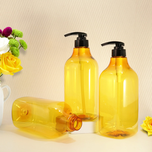 Large capacity shampoo bottle 1000ml push pump shampoo bottle washing and care packaging material shower gel pet sub-bottle