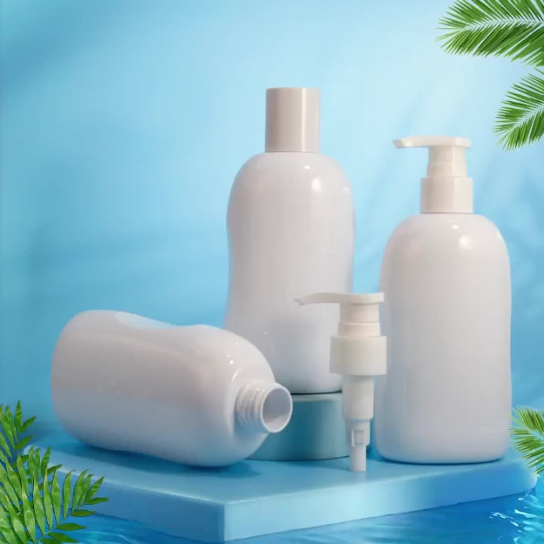pet plastic bottle flat bottle 280ml white push pump head lotion bottle shampoo bottle