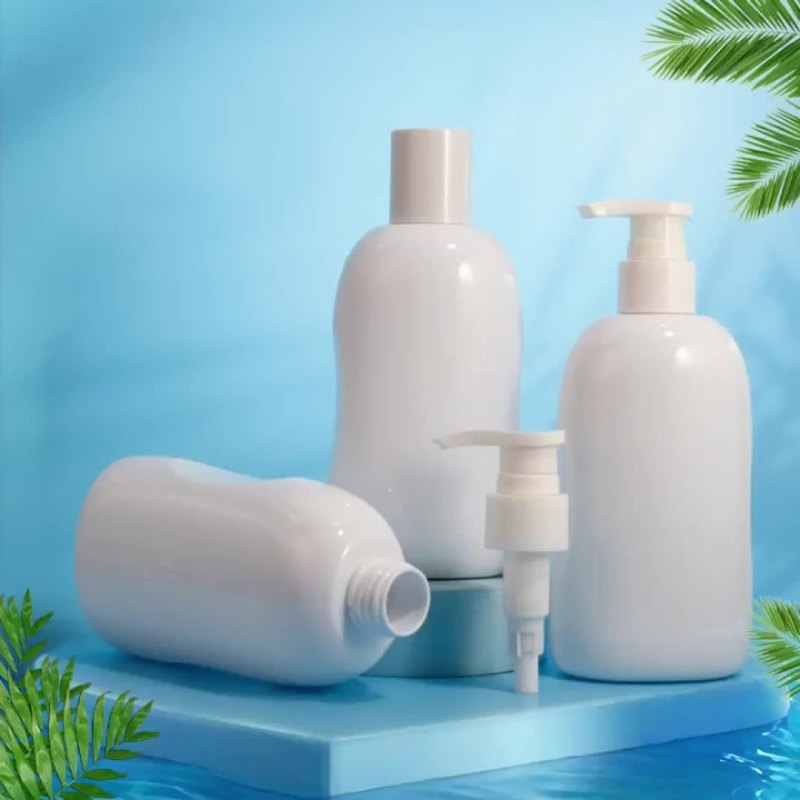 pet plastic bottle flat bottle 280ml white push pump head lotion bottle shampoo bottle