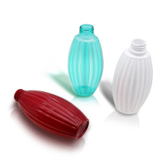 Boutique striped 550ml shampoo bottle PET special-shaped shower gel conditioner bottle with golden lotion pump