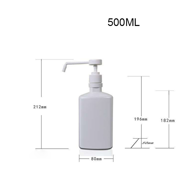 500ml square bottle disinfectant hand sanitizer bottle PE square flat bottle long mouth pump press type lotion bottle free washing gel bottle