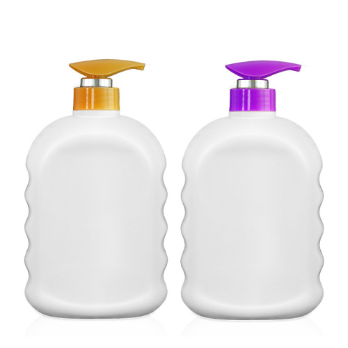 650ml PE flat lotion bottle 32 teeth shampoo shower gel plastic packaging empty bottle cosmetic press bottle