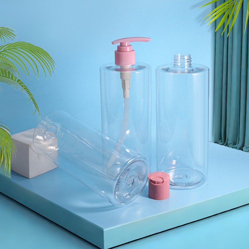 500ml makeup remover bottle PET plastic cleanser bottle shampoo shower gel bottle round makeup water bottling