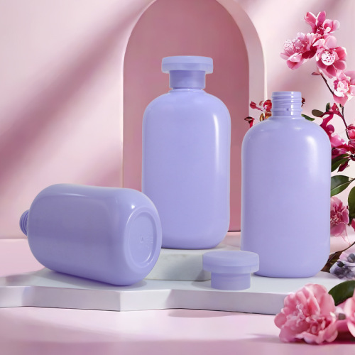 230ml shampoo bottle PET flat bottle high-end flip-top lotion bottle frosted purple shampoo bottle