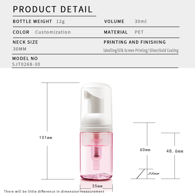 Mousse foaming bottle press type facial cleanser sub-bottle shampoo foam bottle bubbler shower gel 30ml