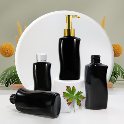 Black 80ml150ml trial bottle S-shaped PET flat flip cover lotion bottle