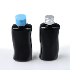 Black 80ml150ml trial bottle S-shaped PET flat flip cover lotion bottle