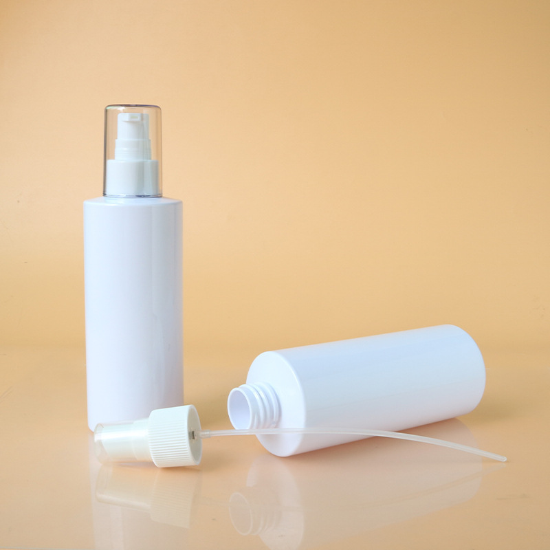 250ml thin high flat shoulder cylindrical bottle PET shampoo conditioner bottle 24 teeth disinfection spray bottle