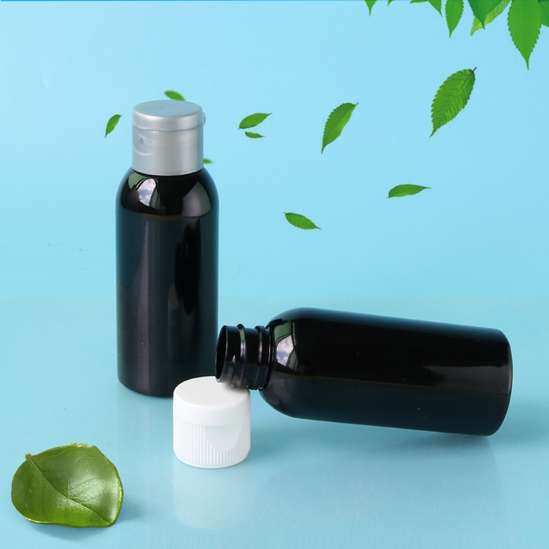 50ml shampoo trial bottle portable disinfection water bottle free wash alcohol gel packaging bottle black PET bottle