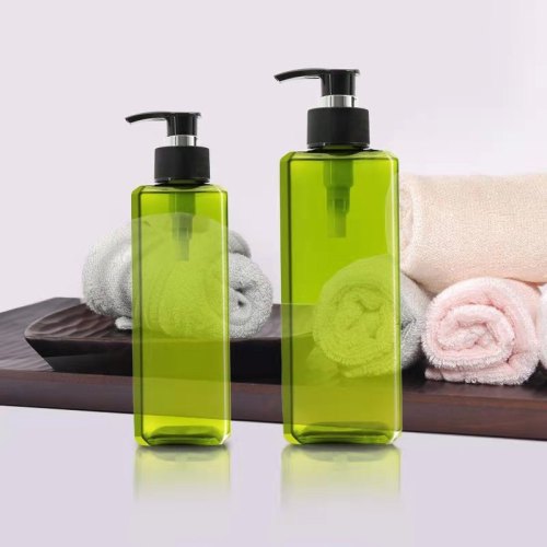 300ml500ml semi-transparent green square shampoo bottle shower gel conditioner bottle lotion bottle