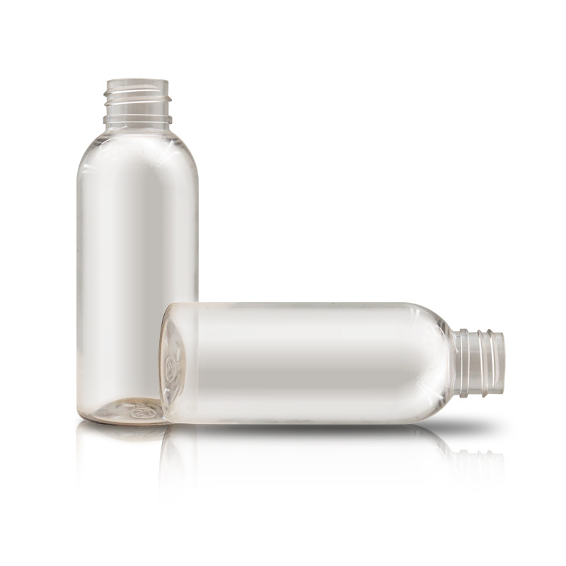 Transparent 60ml oblique shoulder cylindrical bottle PET flip cover shampoo trial sample bottle
