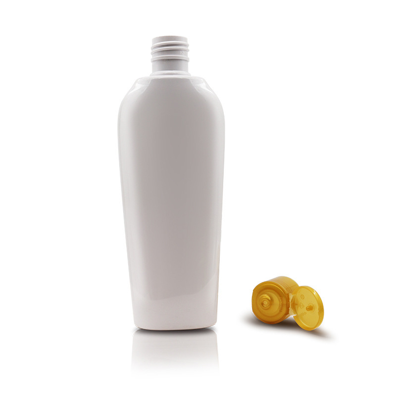 200ml white PET flat bottle high-grade shampoo body lotion bottle wide at the top and narrow at the bottom 24 teeth cosmetics packaging bottle
