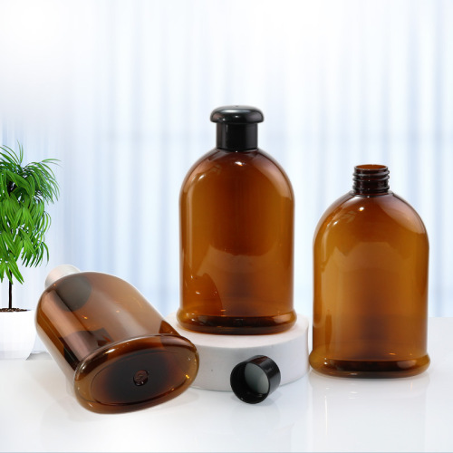 250ml semi-transparent PET flat bottle 24 teeth push-type lotion bottle shampoo shower gel packaging bottle