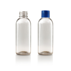 Transparent 60ml oblique shoulder cylindrical bottle PET flip cover shampoo trial sample bottle