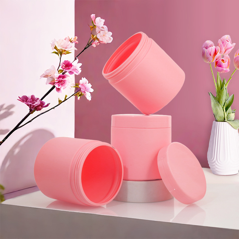 350ml plush pink wide mouth round bottle hair cream bottle HDPE cosmetic hair mask bath salt powder bottle