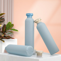 250ml thin high oblique shoulder round bottle 24 teeth plush material shampoo bottle shower gel conditioner bottle