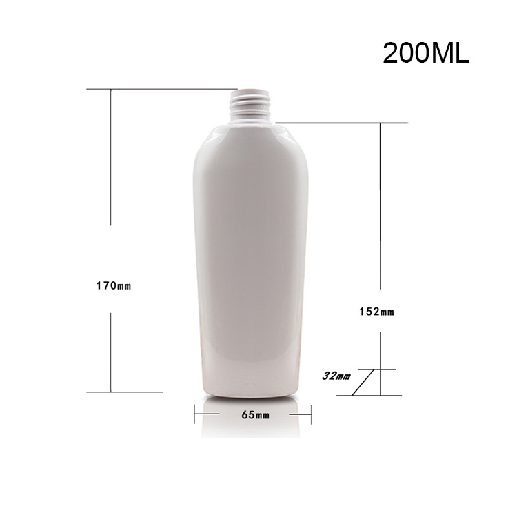 200ml white PET flat bottle high-grade shampoo body lotion bottle wide at the top and narrow at the bottom 24 teeth cosmetics packaging bottle