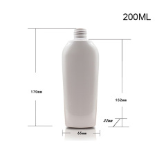 200ml white PET flat bottle high-grade shampoo body lotion bottle wide at the top and narrow at the bottom 24 teeth cosmetics packaging bottle