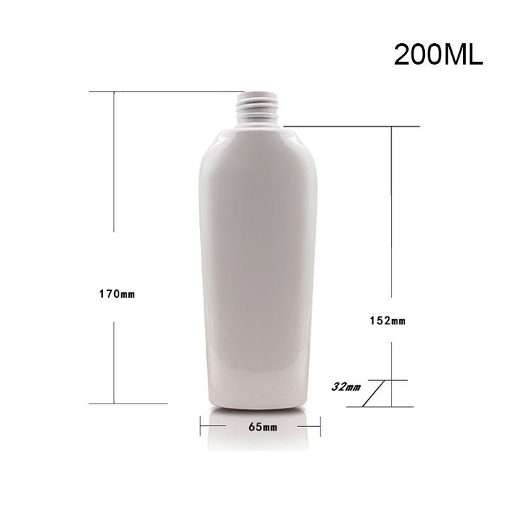 200ml white PET flat bottle high-grade shampoo body lotion bottle wide at the top and narrow at the bottom 24 teeth cosmetics packaging bottle