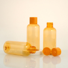 120ml short fat oblique shoulder round bottle 4oz body lotion bottle PET flip cap packaging bottle