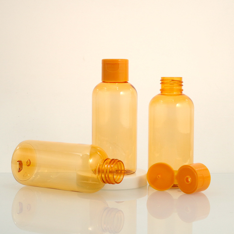 120ml short fat oblique shoulder round bottle 4oz body lotion bottle PET flip cap packaging bottle